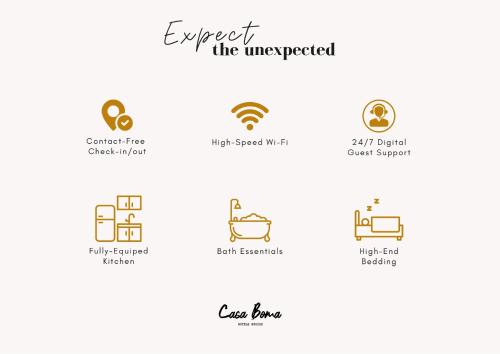 a set of logos for different types of objects at Casa Boma Lisboa - Design and Sunny Apartment - Lapa I in Lisbon