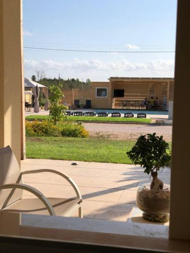 a plant in a vase sitting in a window at Le stanze di chiara in Torre Lapillo