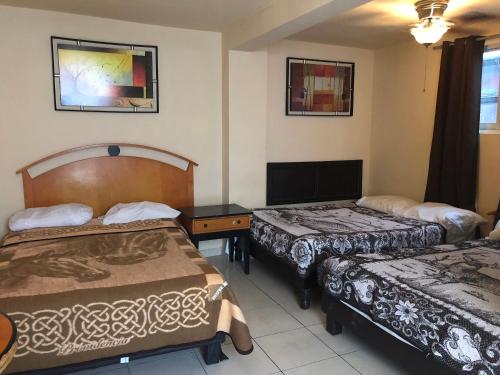 Habitación de hotel con 2 camas y TV en Hotel Regis en Monterrey