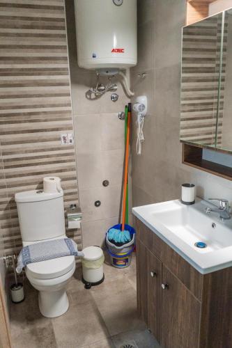 a bathroom with a toilet and a sink at Apartment in Asprovalta in Asprovalta