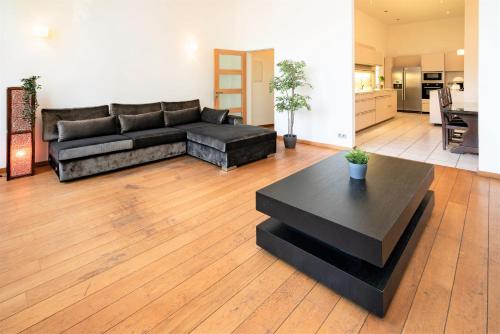 a living room with a couch and a table at Saint Pauls Apartments in Antwerp