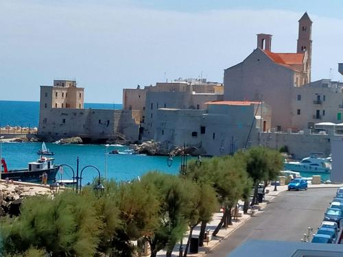una vista di una città con acqua blu e edifici di VENTO DI BOLINA a Giovinazzo