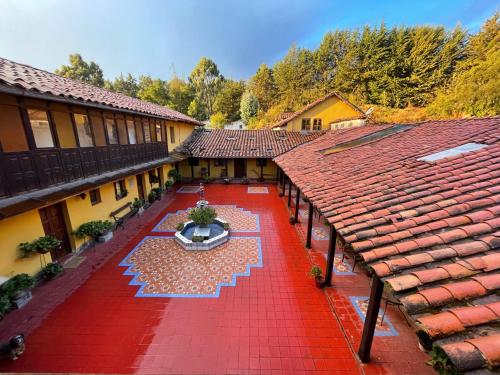 an overhead view of a courtyard in a building at Inka Tambo Hacienda in Cusco