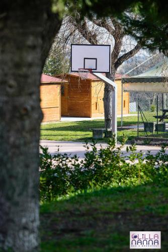 a basketball hoop in a park with a tree at Lillananna Reload in Porto SantʼElpidio