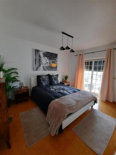 a bedroom with a large bed in a room at Eagle House in Sao Pedro de Tomar