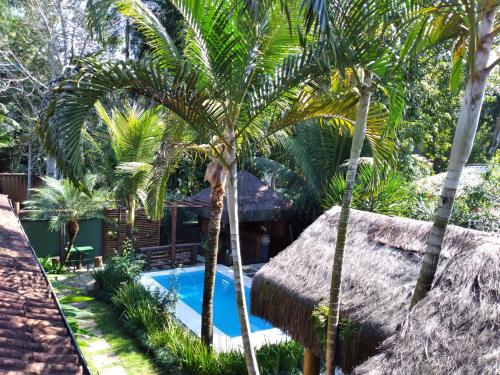 a resort with a swimming pool and palm trees at Pousada da Terra Paraty in Paraty