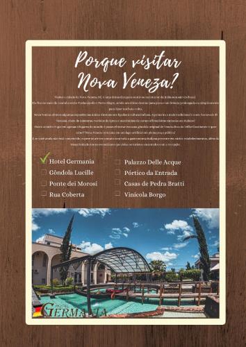 a brochure for a moorea vancouver resort at Hotel Germânia Nova Veneza in Nova Veneza