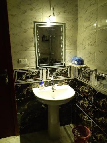 a bathroom with a sink and a mirror at German Dolphin in Quseir