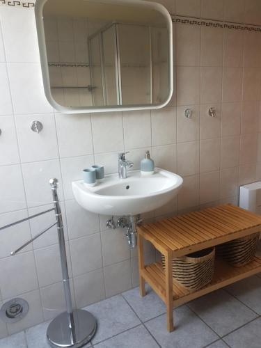 a bathroom with a sink and a mirror at Sina in Pruchten