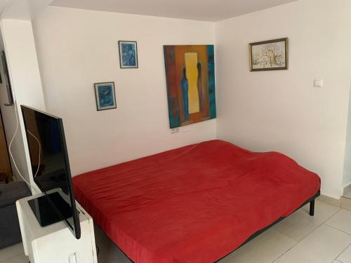Tempat tidur dalam kamar di Appartement cosy, calme et très bien placé à ouakam Dakar