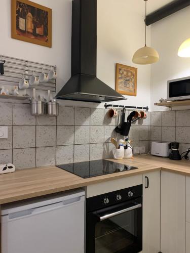 Kuchyň nebo kuchyňský kout v ubytování Viki Apartmanház