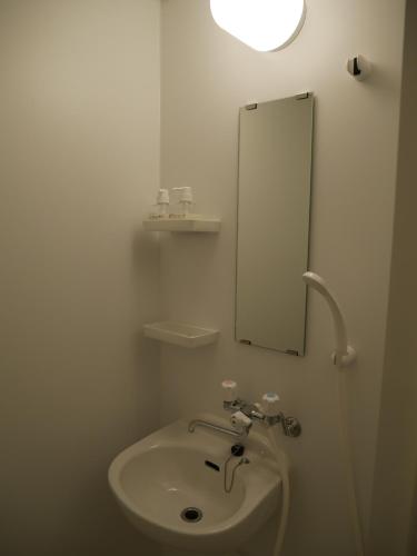 a bathroom with a sink and a mirror at 明石　美ら馬ハウス in Ishigaki Island