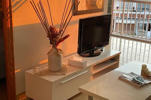TV a/nebo společenská místnost v ubytování Appartement "Los Pinos" vue sur mer imprenable