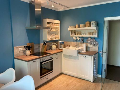 Dapur atau dapur kecil di Klein & Fein, Appartement- und Zimmervermietung