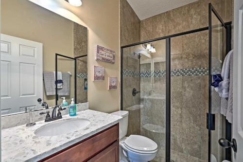 a bathroom with a toilet and a sink and a shower at Pet-Friendly Palatka Apartment with Gas Grill! in Palatka