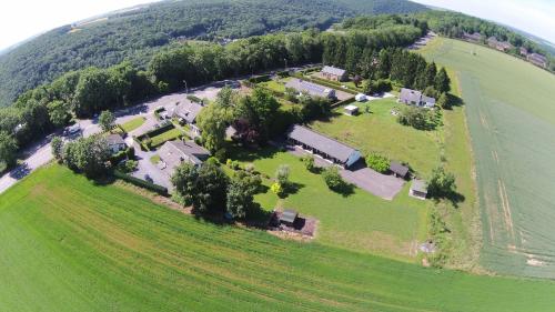 an aerial view of a house on a hill at Bed en Breakfast le freyr in Dinant