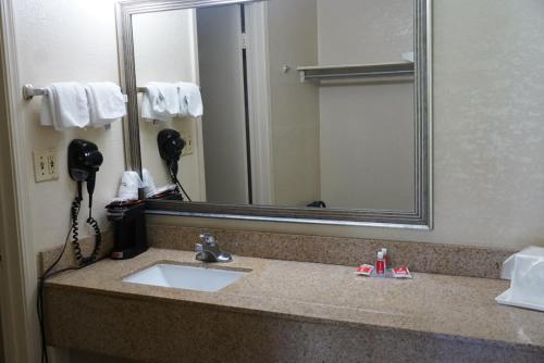 a bathroom counter with a sink and a mirror at Econo Lodge in Jacksonville