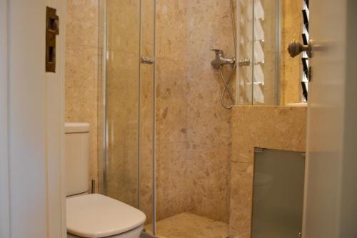 un bagno con wc e doccia di Ofir Beach House Bonança a Esposende