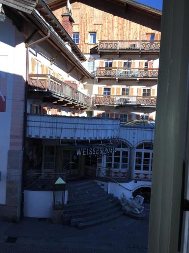 a view from a window of a building at Toni Sailer Haus apartment in Kitzbühel