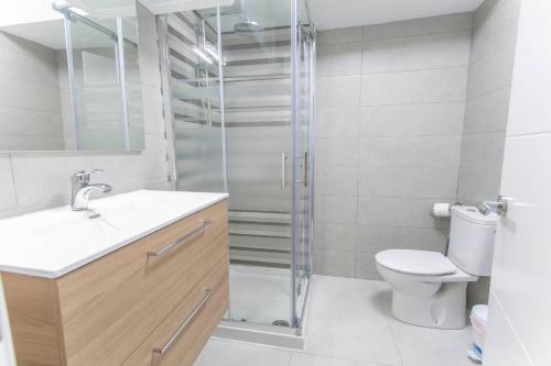ネルハにあるArce Torrecilla Nerjaのバスルーム(トイレ、ガラス張りのシャワー付)
