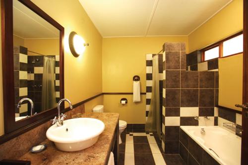 y baño con lavabo, bañera y aseo. en Sandford Park Country Hotel, en Bergville