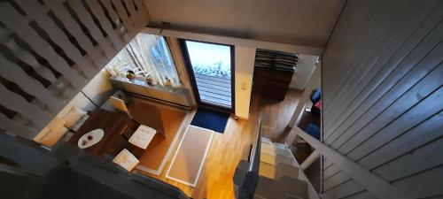 an overhead view of a kitchen with a window at Sonnenchalet in Westerheim