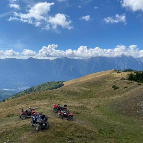 a group of atvs parked on top of a hill at Vila Alunis in Buşteni