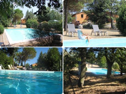 un collage di quattro foto di una piscina di Ferienhaus Ca Piero mit Pool bis 12 Personen a Urbino