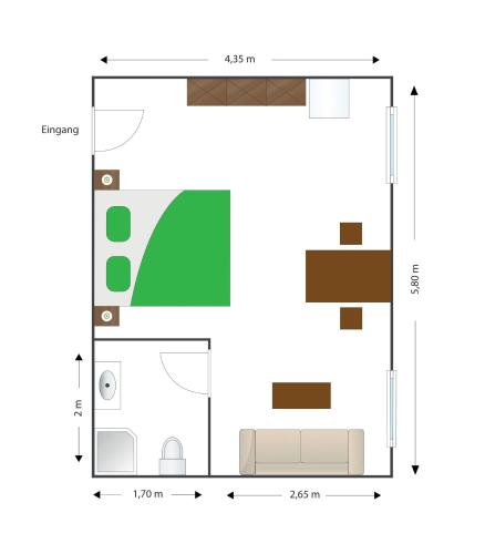 a plan of a house with a bed at Segellast 5 in Lübeck