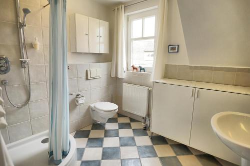 a bathroom with a toilet and a sink at Werder in Zingst