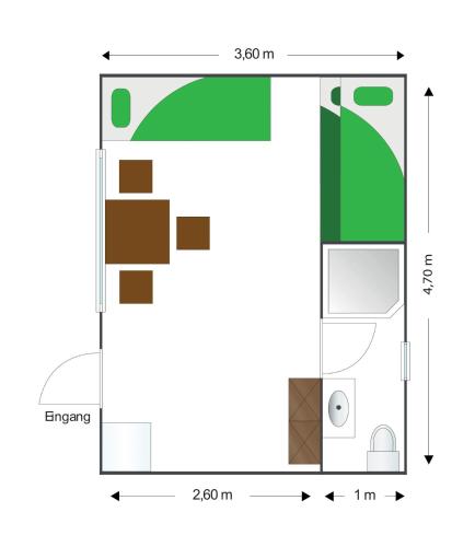 ein Schema eines kleinen Hauses in der Unterkunft Finnenhaus 3 in Lübeck