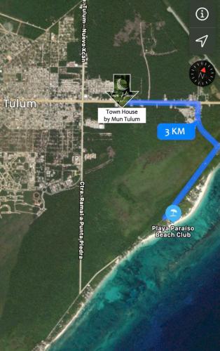 a map of the shoreline of a beach at Casa Xaman in Tulum - TH 5 in Tulum