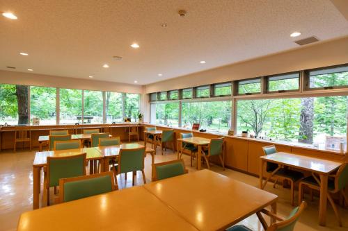 Majoituspaikan Kyukamura Shikotsuko ravintola tai vastaava paikka