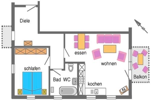 a floor plan of a house at Ostsee-Residenz, Whg 10 in Zingst
