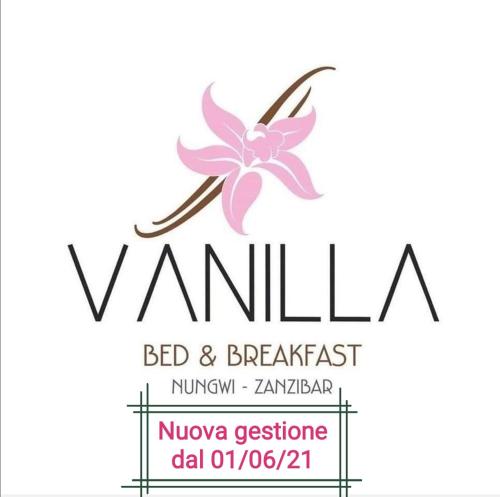 a logo for a bed and breakfast with a pink flower at Vanilla in Nungwi