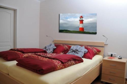 Postel nebo postele na pokoji v ubytování Dünenblick