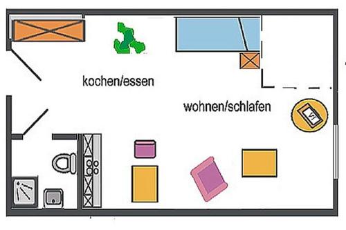 a floor plan of a small room with at Altes Wasserwerk, App 5 in Zingst