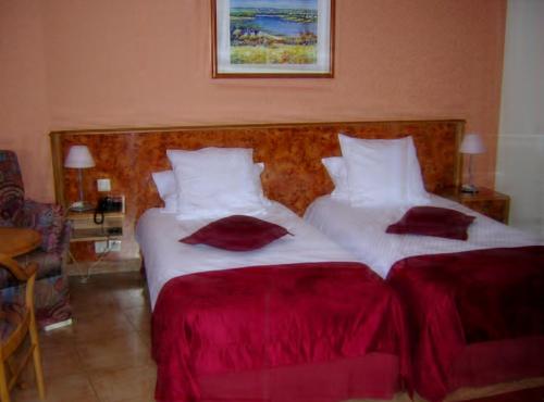 Łóżko lub łóżka w pokoju w obiekcie Hotel Sud Alsace