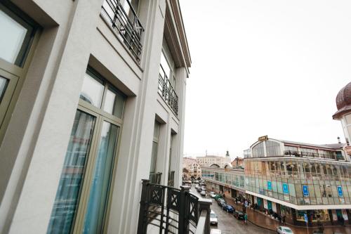 a view of a city street from a building at Nicole in Uzhhorod