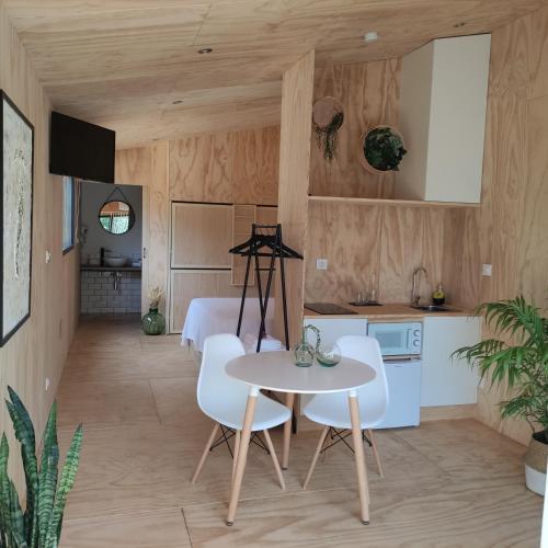 Kuchyň nebo kuchyňský kout v ubytování Cabanas Mirador Cachamuíña