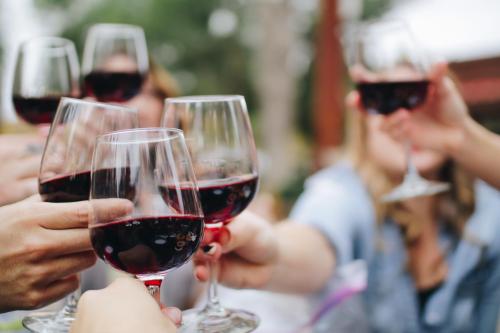 a group of people holding up wine glasses at Podere Fichereto Tuscany Apartment in Florence countryside in Scandicci