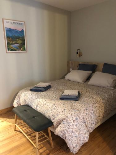 Postel nebo postele na pokoji v ubytování L 'Air d'Aspe