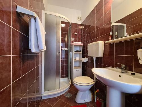 a bathroom with a toilet and a sink at Apartment Rabac 2127 in Rabac
