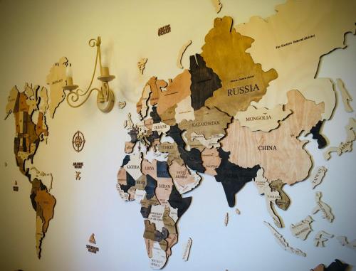 a map of the world on a wall at Casale I Tigli in Lucca