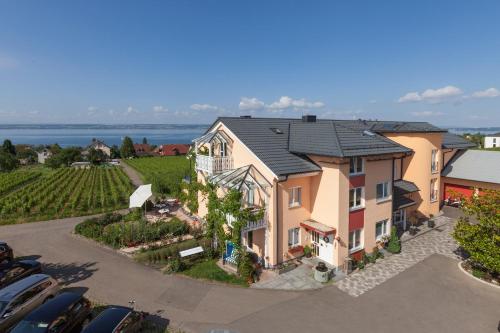 an aerial view of a house with a vineyard at Sonnenhof Hagnau in Hagnau