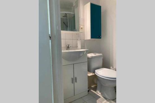 a bathroom with a toilet and a sink at Studio Lora RM 1184L in Saint-Louis