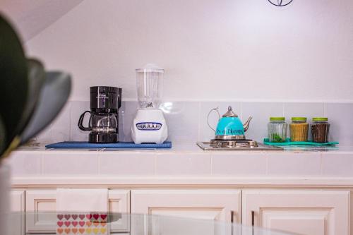 a kitchen counter with a blender and other appliances at Casa Cardennal in San Miguel de Allende