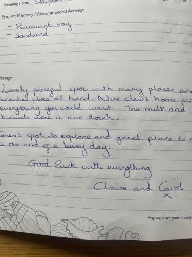 a letter from a friend complaining about her handwriting at 2 bed house -close to Cleveland way,lovely beaches in Brotton