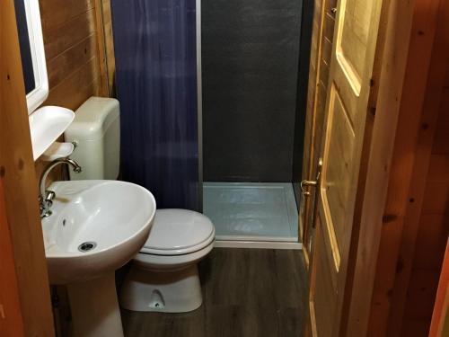 La salle de bains est pourvue de toilettes, d'un lavabo et d'une douche. dans l'établissement Italy Lago Di Lugano Porlezza, à Porlezza
