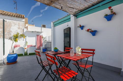Patio lub wspólna przestrzeń na świeżym powietrzu w obiekcie Apartamento San Diego Catedral